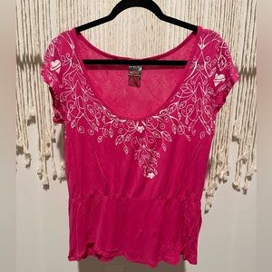 Lost Y2K Girly Grunge Heart & vibe Loose Peplum Blouse Sz L